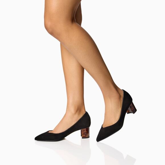 Sarah Flint Made in Italy Perfect Emma Black Suede Block Heel Pump - Picture 2 of 12